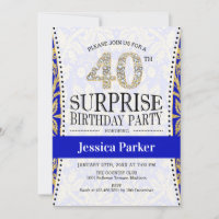 Surprise 40th Birthday - White Gold Royal Blue