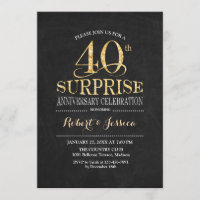 Surprise 40th Wedding Anniversary Chalkboard Gold