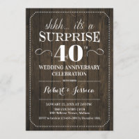 Surprise 40th Wedding Anniversary - Rustic Wood