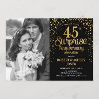 Surprise 45th Anniversary with Photo - Black Gold