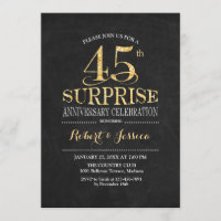 Surprise 45th Wedding Anniversary Chalkboard Gold