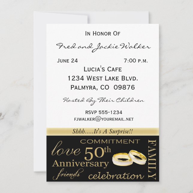 Surprise 50th Anniversary Party Invitations (Front)