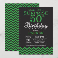 Surprise 50th Birthday Black and Green Chevron