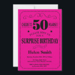 Surprise 50th Birthday Black and Hot Pink Invitation<br><div class="desc">Surprise 50th Birthday Invitation Black and Hot Pink Typography. Black and Hot Pink Background. Adult Birthday. Male Men or Women Birthday. Kids Boy or Girl Lady Teen Teenage Bday Invite. 13th 15th 16th 18th 20th 21st 30th 40th 50th 60th 70th 80th 90th 100th. Any Age. For further customisation, please click...</div>