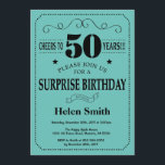 Surprise 50th Birthday Black and Teal Invitation<br><div class="desc">Surprise 50th Birthday Invitation Black and Teal Typography. Black and Teal Aqua Turquoise Background. Adult Birthday. Male Men or Women Birthday. Kids Boy or Girl Lady Teen Teenage Bday Invite. 13th 15th 16th 18th 20th 21st 30th 40th 50th 60th 70th 80th 90th 100th. Any Age. For further customisation, please click...</div>