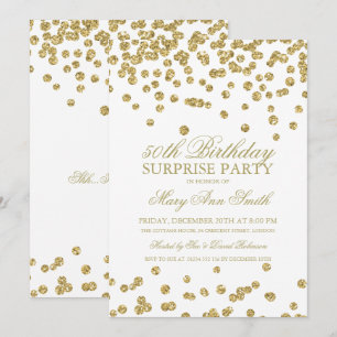 Surprise 50th Birthday Gold Glitter Confetti Invitation