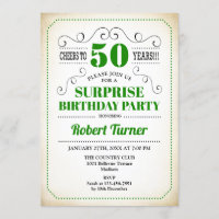 Surprise 50th Birthday - Green White Black