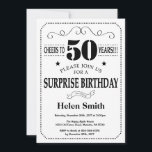Surprise 50th Birthday Invitation Black and White<br><div class="desc">Surprise 50th Birthday Invitation Black and White Typography. Black and White Background. Adult Birthday. Male Men or Women Birthday. Kids Boy or Girl Lady Teen Teenage Bday Invite. 13th 15th 16th 18th 20th 21st 30th 40th 50th 60th 70th 80th 90th 100th. Any Age. For further customisation, please click the "Customise...</div>