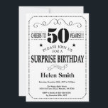 Surprise 50th Birthday Invitation Black and White<br><div class="desc">Surprise 50th Birthday Invitation Black and White Typography. Black and White Background. Adult Birthday. Male Men or Women Birthday. Kids Boy or Girl Lady Teen Teenage Bday Invite. 13th 15th 16th 18th 20th 21st 30th 40th 50th 60th 70th 80th 90th 100th. Any Age. For further customisation, please click the "Customise...</div>