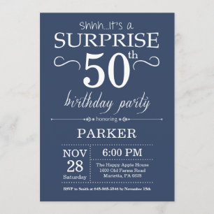 Surprise 50th Birthday Invitation Blue