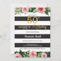 Surprise 50th Birthday Invitation Women Floral