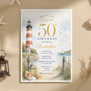 Surprise 50th Birthday Lighthouse Invitation