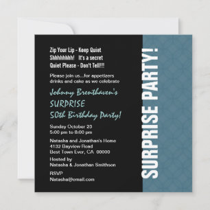 SURPRISE 50th Birthday Modern Dusty Blue W1452 Invitation