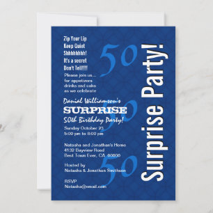 SURPRISE 50th Birthday Modern Royal Blue G200 Invitation