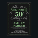 Surprise 50th Birthday Party - Black Green Invitation<br><div class="desc">Surprise 50th Birthday Party Invitation.
Simple classy design in black,  green and white. Features elegant script font. Surprise bday celebration for man or woman. Can be customized into any age!</div>