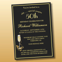 SURPRISE 50th Birthday Party Elegant Black Gold