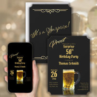 Surprise 50th Birthday Party Elegant Black & Gold