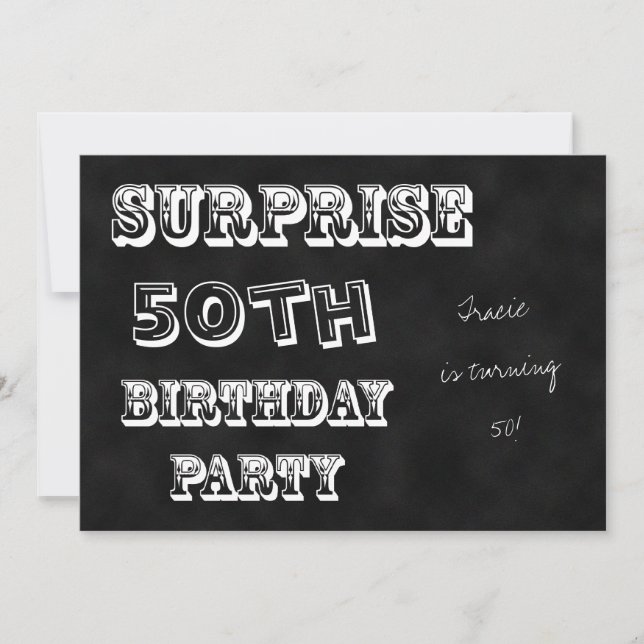 Surprise 50th Birthday Party Invitation Chalkboard (Front)