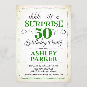 Surprise 50th Birthday Party - White Green Invitation