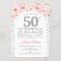 Surprise 50th Birthday Party - White Silver Pink