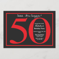 Surprise 50th Birthday Red and Black Chalkboard