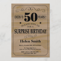 Surprise 50th Birthday Rustic Wood