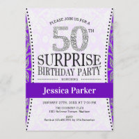 Surprise 50th Birthday - White Silver Purple