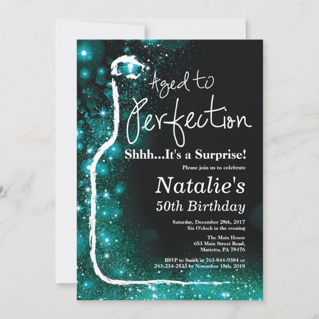 Surprise 50th Birthday Wine Aged to Perfection Invitation (Front)