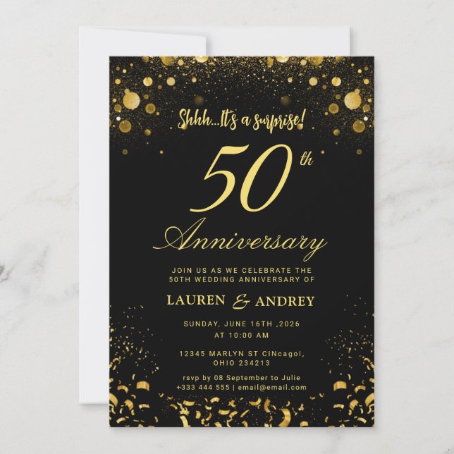 Surprise 50th Wedding Anniversary Invitation (Front)