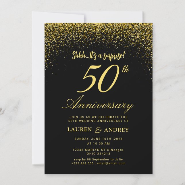 Surprise 50th Wedding Anniversary Invitation (Front)