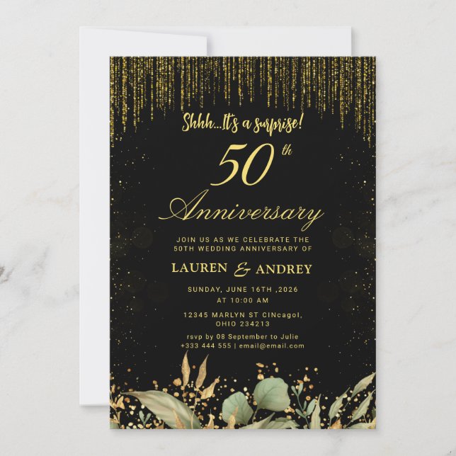 Surprise 50th Wedding Anniversary Invitation