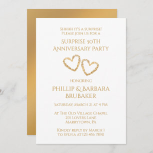 Surprise 50th Wedding Anniversary Photo Hearts  Invitation