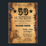 Surprise 50th Western Birthday Invitation<br><div class="desc">Surprise 50th Western Birthday Invitation. Cowboy Horse Wild West Theme Birthday Party. Rustic Wood Country Background. For further customisation,  please click the "Customise it" button and use our design tool to modify this template.</div>