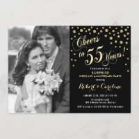 Surprise 55th Anniversary with Photo - Gold Black