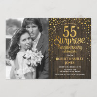 Surprise 55th Anniversary with Photo - Wood Gold
