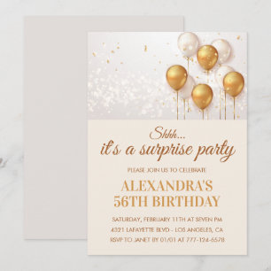 Surprise 56th birthday invitations Gold