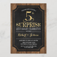 Surprise 5th Wedding Anniversary - Black Wood Gold