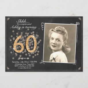 Surprise 60 birthday invitation Chalkboard Rustic