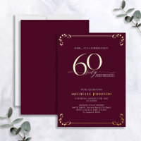 Surprise 60 & Fabulous Burgundy & Gold Birthday