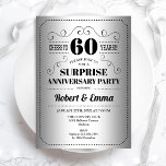 Surprise 60th Anniversary Party - Silver Black Invitation<br><div class="desc">Surprise 60th Wedding Anniversary Party Invitation. Simple retro style design in faux silver foil and black. Features elegant typography font. Cheers to 60 years! Can be personalised to any year.</div>
