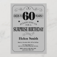 Surprise 60th Birthday Black and Silver Grey