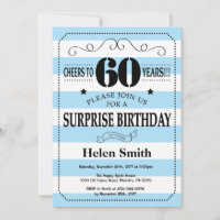 Surprise 60th Birthday Blue and White Stripes