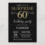 Surprise 60th Birthday Invitation Black and Gold<br><div class="desc">Surprise 60th Birthday Invitation with Black and Gold Glitter Background. Chalkboard. Adult Birthday. Men or Women Bday Invite. Any age. For further customisation,  please click the "Customise it" button and use our design tool to modify this template.</div>