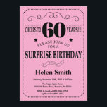 Surprise 60th Birthday Invitation Black and Pink<br><div class="desc">Surprise 60th Birthday Invitation Black and Pink Typography. Black and Pink Background. Adult Birthday. Male Men or Women Birthday. Kids Boy or Girl Lady Teen Teenage Bday Invite. 13th 15th 16th 18th 20th 21st 30th 40th 50th 60th 70th 80th 90th 100th. Any Age. For further customisation, please click the "Customise...</div>