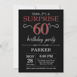 Surprise 60th Birthday Invitation Black and Red