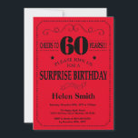 Surprise 60th Birthday Invitation Black and Red<br><div class="desc">Surprise 60th Birthday Invitation Black and Red Typography. Black and Red Background. Adult Birthday. Male Men or Women Birthday. Kids Boy or Girl Lady Teen Teenage Bday Invite. 13th 15th 16th 18th 20th 21st 30th 40th 50th 60th 70th 80th 90th 100th. Any Age. For further customisation, please click the "Customise...</div>