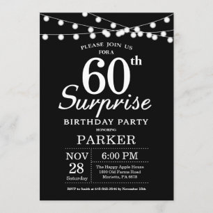 Surprise 60th Birthday Invitation Black and White