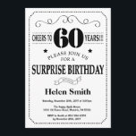 Surprise 60th Birthday Invitation Black and White<br><div class="desc">Surprise 60th Birthday Invitation Black and White Typography. Black and White Background. Adult Birthday. Male Men or Women Birthday. Kids Boy or Girl Lady Teen Teenage Bday Invite. 13th 15th 16th 18th 20th 21st 30th 40th 50th 60th 70th 80th 90th 100th. Any Age. For further customisation, please click the "Customise...</div>