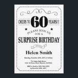 Surprise 60th Birthday Invitation Black and White<br><div class="desc">Surprise 60th Birthday Invitation Black and White Typography. Black and White Background. Adult Birthday. Male Men or Women Birthday. Kids Boy or Girl Lady Teen Teenage Bday Invite. 13th 15th 16th 18th 20th 21st 30th 40th 50th 60th 70th 80th 90th 100th. Any Age. For further customisation, please click the "Customise...</div>