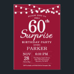 Surprise 60th Birthday Invitation Burgundy Red<br><div class="desc">Surprise 60th Birthday Invitation with String Lights. Burgundy Red Background. 13th 15th 16th 18th 20th 21st 30th 40th 50th 60th 70th 80th 90th 100th,  Any age. For further customisation,  please click the "Customise it" button and use our design tool to modify this template.</div>